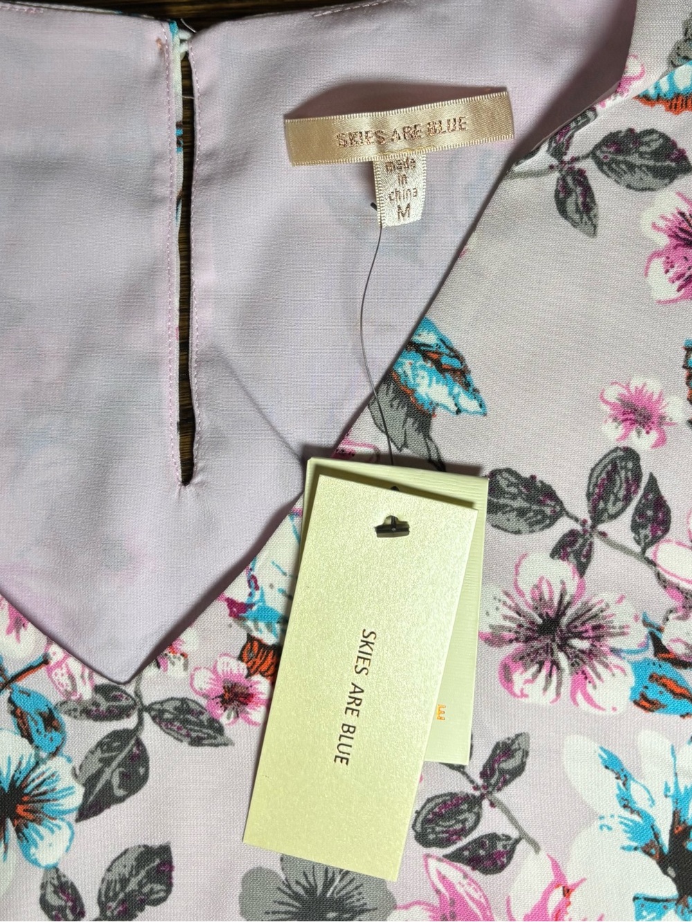 NWT Skies Are Blue Floral Chiffon Shift Dress Knee Length Light Pink M Women - Picture 4 of 5